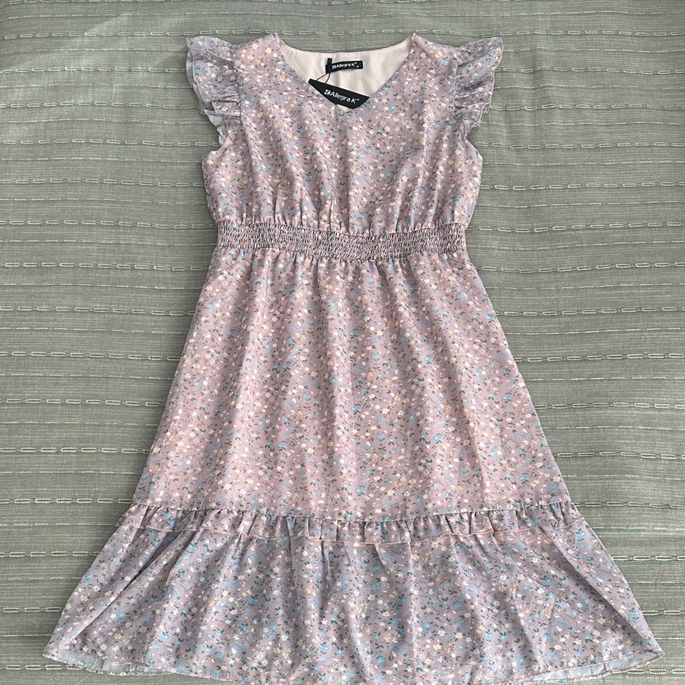 Pink and Blue Floral Dress